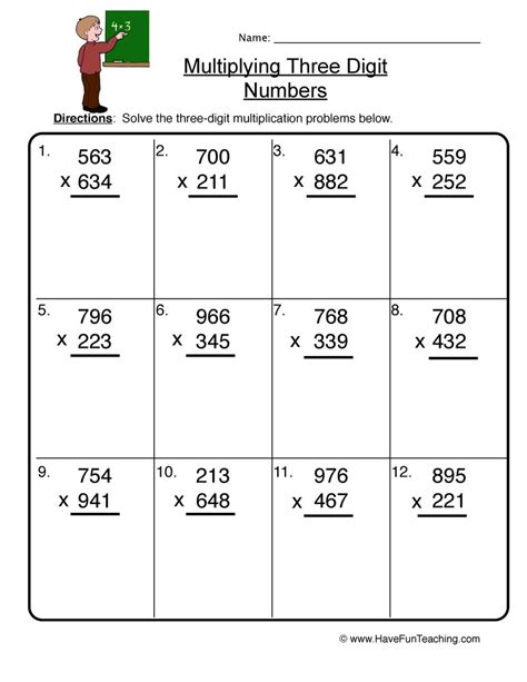 multiply 3 digit by 2 digit worksheet|Multiplying 3 Digit Numbers by 2 Digit Numbers Worksheet .